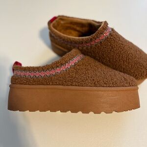 Brown Fuzzy Slip-On Shoes
